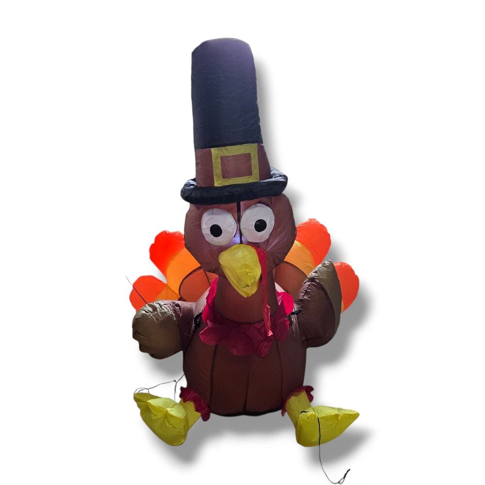 Pumpkin Hollow Airblown Outdoor Happy Turkey Decoration Tested In Original Box